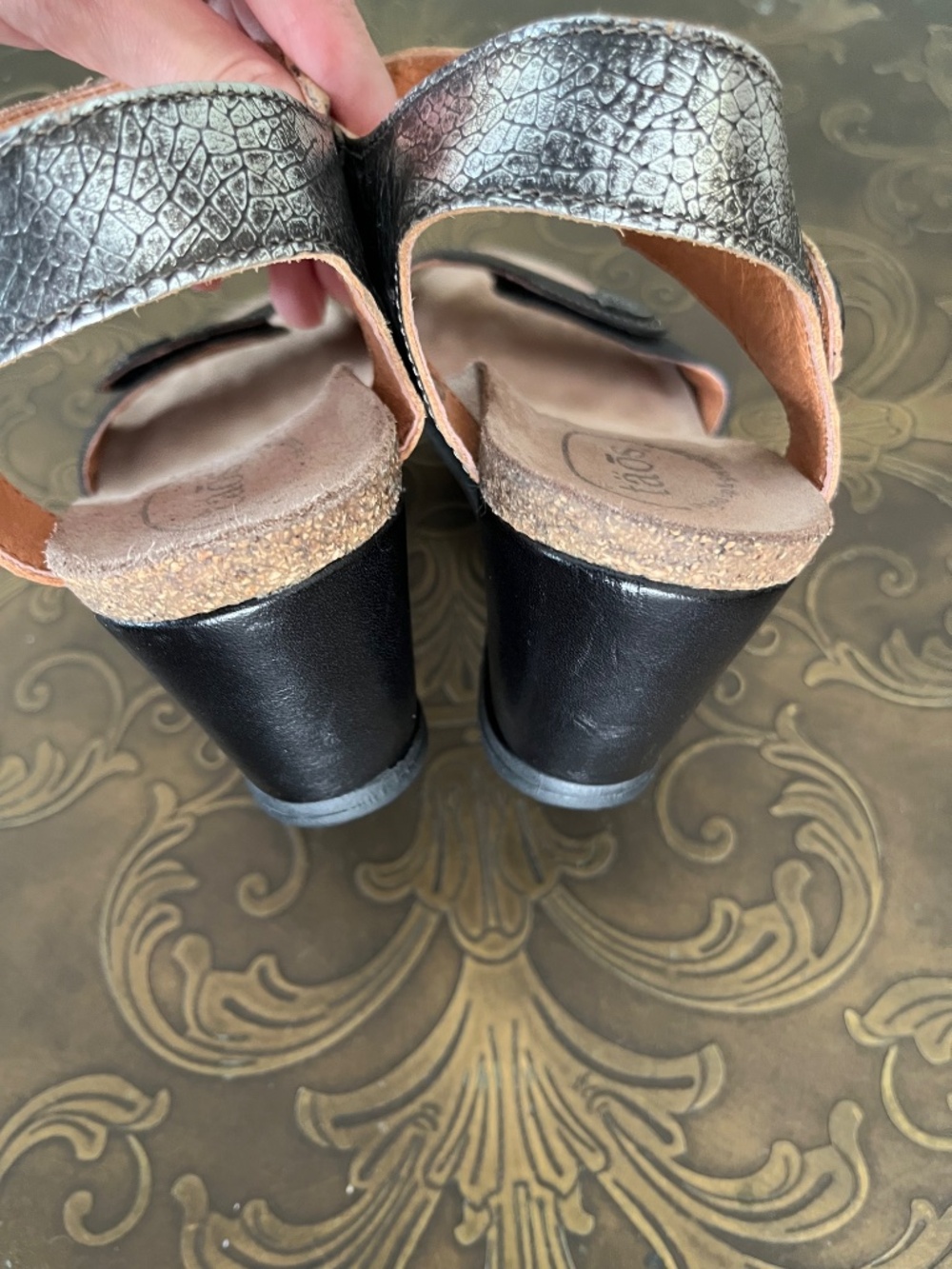 Taos Footwear Leather Wedge Sandals Womens Sz 7.5 (EU 38) Adjustable Straps - Picture 5 of 10